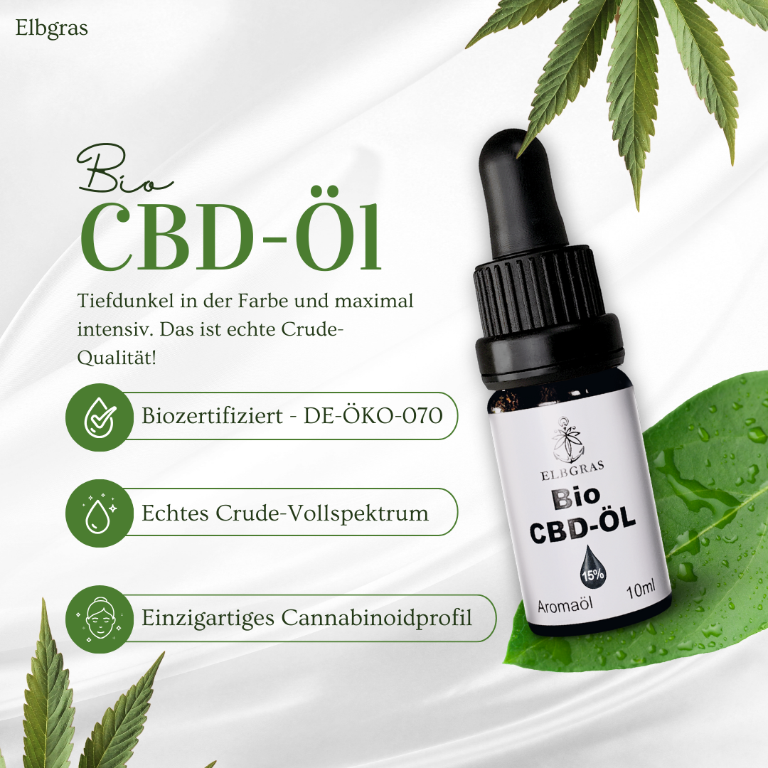 Elbgras Bio CBD-Öl 15% Crude-Vollspektrum